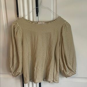 Anthropologie Cream and Black Striped Blouse
